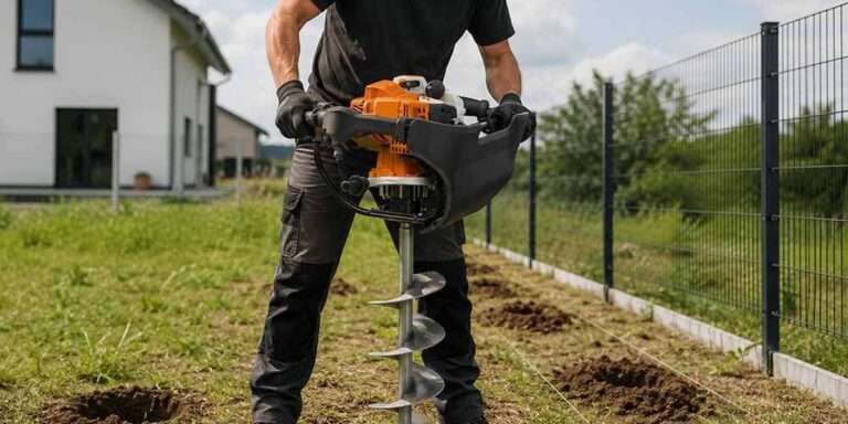 Vŕtanie jamy pre stĺpik plota zemným vrtákom STIHL BT 131